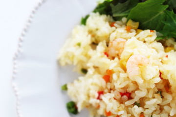 Shrimp and paprika fried rice Pilaf