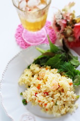 Shrimp and paprika fried rice Pilaf