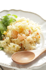 Shrimp and paprika fried rice Pilaf