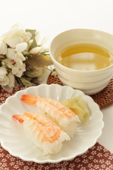 Japanese sushi on dish for gourmet food image