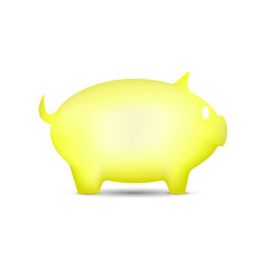 Yellow pig on a white background, vector