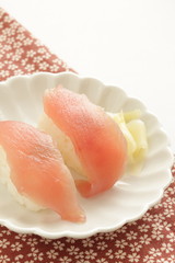 Japanese sushi on dish for gourmet food image
