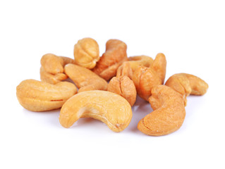 cashew nuts on white background