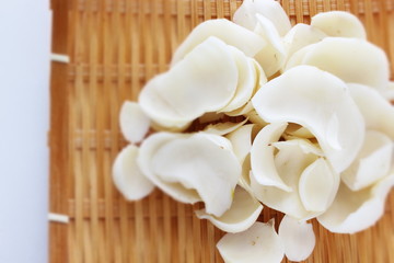 Chinese herbal medicine, lily root on bamboo basket
