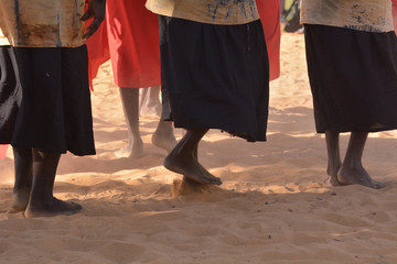 Indigenous Australians aboriginal women dancing a cultural ceremony dance