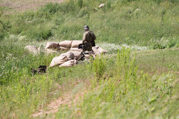 City Cesis, Latvian republic. Century of Cesis Battle Reconstruction for the Baltic States. Weapons and soldiers. 22.06.2019.