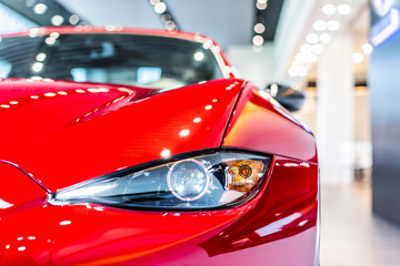 modern car led headlight in showroom