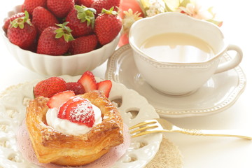 Homemade strawberry Danish pastry for breakfast image