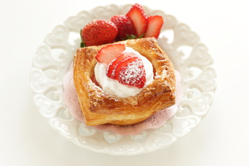 Homemade strawberry Danish pastry for breakfast image