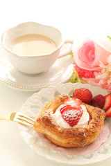 Homemade strawberry Danish pastry for breakfast image