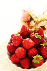 Freshness strawberry in bowl with copy space