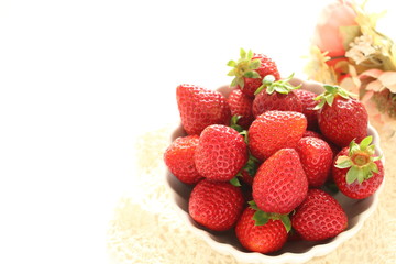 Freshness strawberry in bowl with copy space