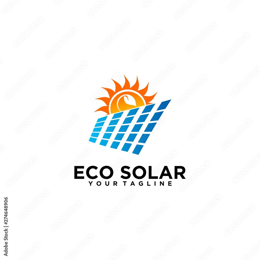 Sticker eco solar logo design