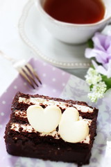 Heart shaped cookie on dish for Valentine sweet food image