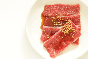 freshness beef and sesame on dish for cooking image