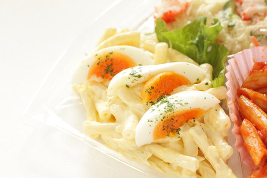 Boild egg and pasta salad for party food image