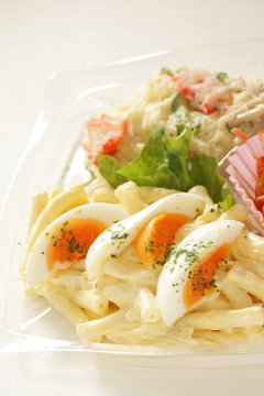 Boild egg and pasta salad for party food image