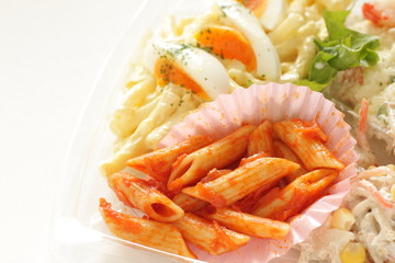 pasta and potato salad for party food image