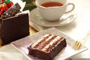 Christmas holiday, chocolate cake