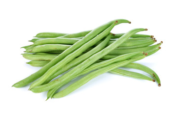 green beans on white background
