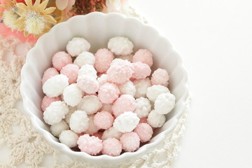 Japanese confectionery, pink and white candy
