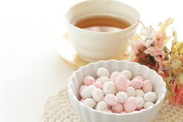 Japanese confectionery, pink and white candy