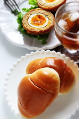 Butter roll and yorkshire egg for English breakfast image