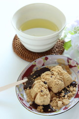 Japanese tradition food, soy powder and mochi