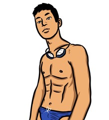 Fototapeta premium cartoon sexy man on white background