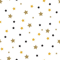 Fototapeta premium Star seamless pattern. White and black retro background. Chaotic elements. Abstract geometric shape texture. Effect of sky. Design template for wallpaper,wrapping, textile. Vector Illustration.