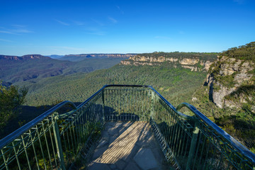 Obraz premium hiking the grand clifftop walk, blue mountains, australia 11