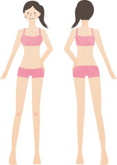 女性 全身 モデル 人体 ベクター イラスト