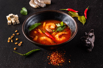 hot thai soup with shrimps
