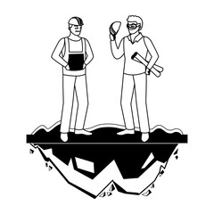 male builder constructor worker with architect boss