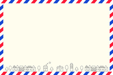 エアメール　手描き　街並み