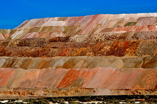 Closeup of terraces of Heap Leach Mine, Sulphur Mining District, Central Nevada 