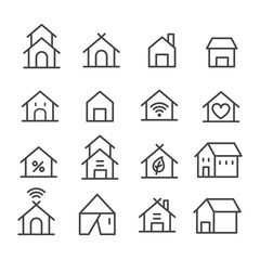 Set of simple home icon. House, hotel symbol isolated on white background