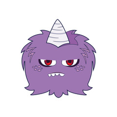funny monster with horn comic character