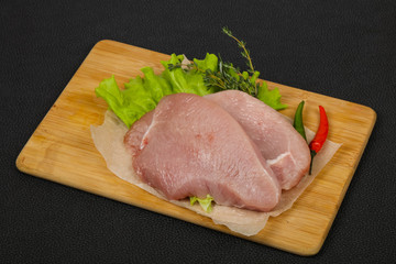 Raw turkey steak