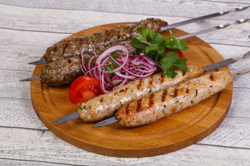 Beef and chicken kebab