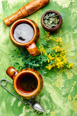 Tea with Hypericum flowers