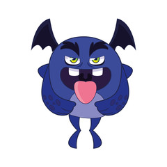 funny monster flying with wings character