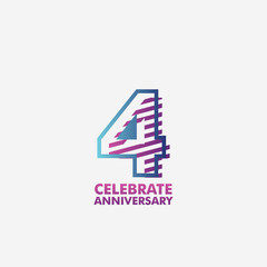 4 years anniversary celebration vector template design illustration