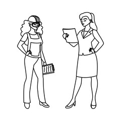 female builder and engineer woman