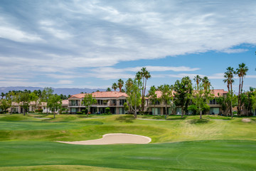Hole and houses on a golf course