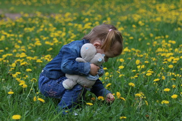 little girl on meadow