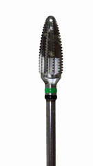 Cutter. Engraver. Engraving tool. Tool for the manufacture of dentures. Dental equipment. Isolated on white.