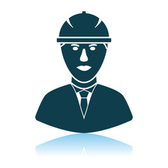 Icon Of Construction Worker Head In Helmet