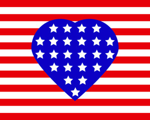 Heart USA flag, vector