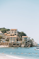 Naklejka premium Sunny beaches and historical attractions. Panoramic views in Budva, Montenegro.